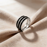 Black Enamel Twirl Ring