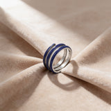 Blue Enamel Twirl Ring