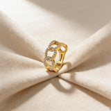 Studded Link Cuban Ring