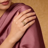 Studded Link Cuban Ring
