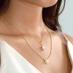 American Diamond April Birthstone with Initial Pendant and Chain