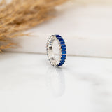 Blue Baguette Band Made of Fine 925 Silver