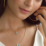 Blue Topaz December Birthstone with Initial Pendant and Chain