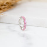 Blush Pink Baguette Ring Made of Fine 925 Silver