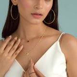 Red Garnet January Birthstone with Initial & Chain